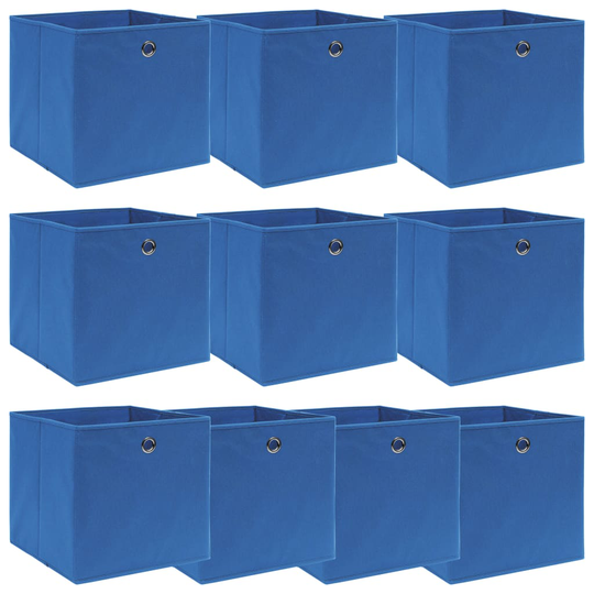 vidaXL Förvaringslådor 10 st blå 32x32x32 cm tyg