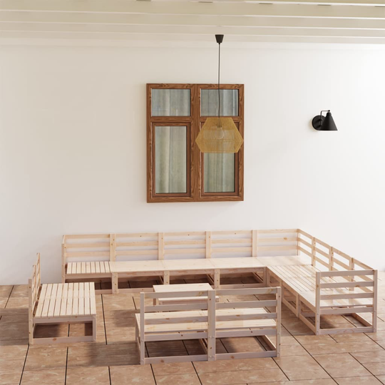 vidaXL Loungegrupp 13 delar massiv furu