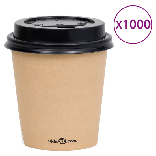 vidaXL Pappersmuggar med lock 200 ml 1000 st brun