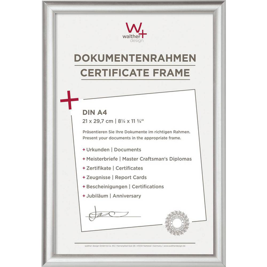 walther+ design Växelram akryl KP130S Pappersformat: DIN A4 Silver