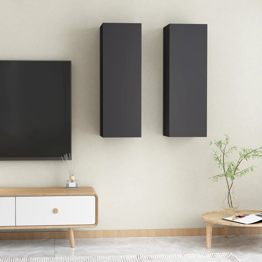 vidaXL TV-skåp 2 st grå 30,5x30x90 cm spånskiva
