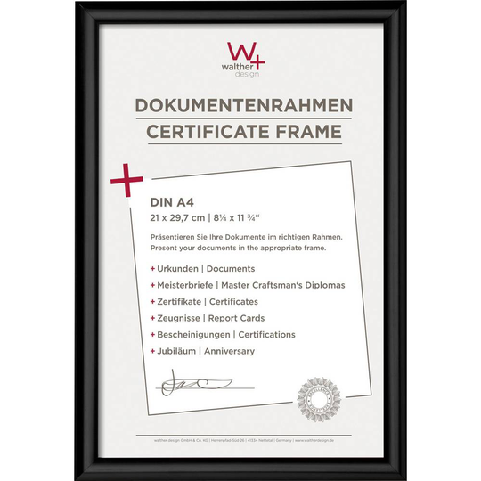 walther+ design Växelram akryl KP130B Pappersformat: DIN A4 Svart