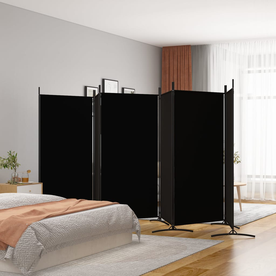 vidaXL Rumsavdelare 6 paneler svart 520x180 cm tyg