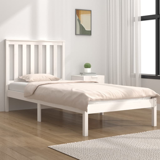 vidaXL Sängram vit massiv furu 90x200 cm