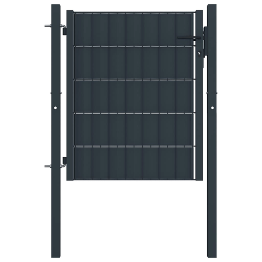vidaXL Stängselgrind PVC och stål 100x101 cm antracit