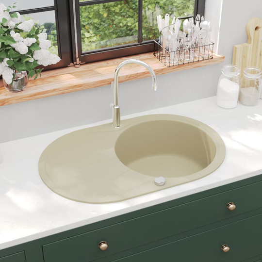vidaXL Diskho granit enkel oval beige