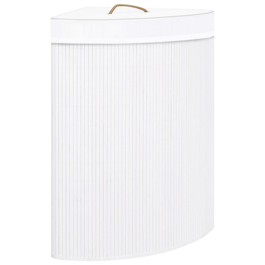 vidaXL Tvättkorg för hörn bambu vit 60 L