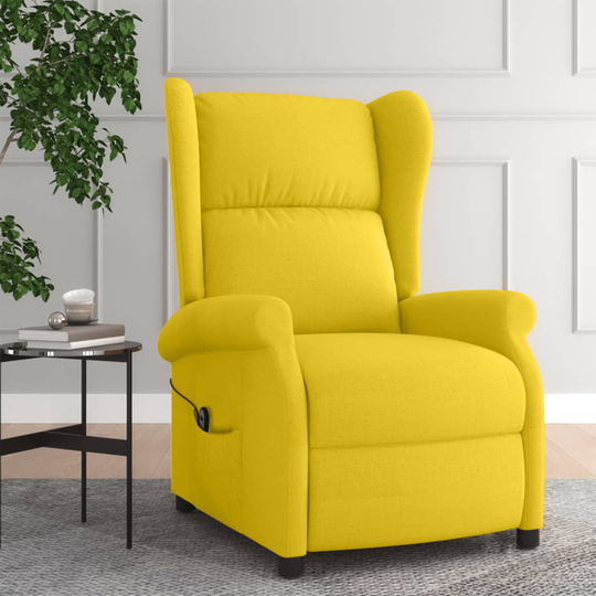 vidaXL Elektrisk reclinerfåtölj Ljusgul tyg