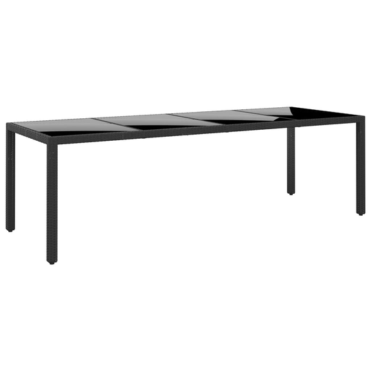 vidaXL Utebord 250x100x75 cm härdat glas och konstrotting svart