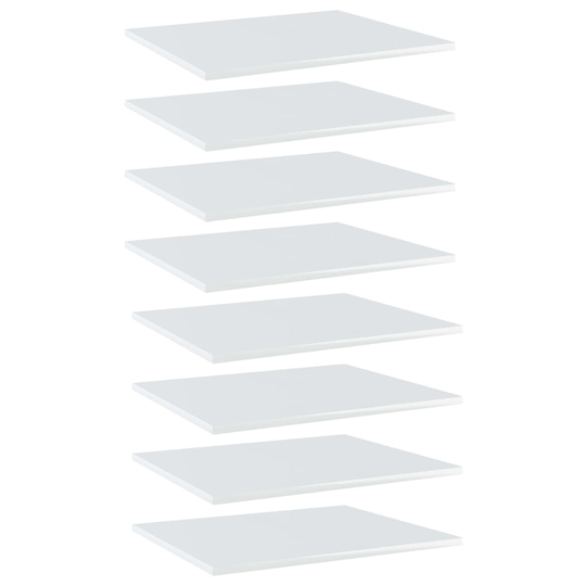 vidaXL Hyllplan 8 st vit högglans 60x50x1,5 cm spånskiva