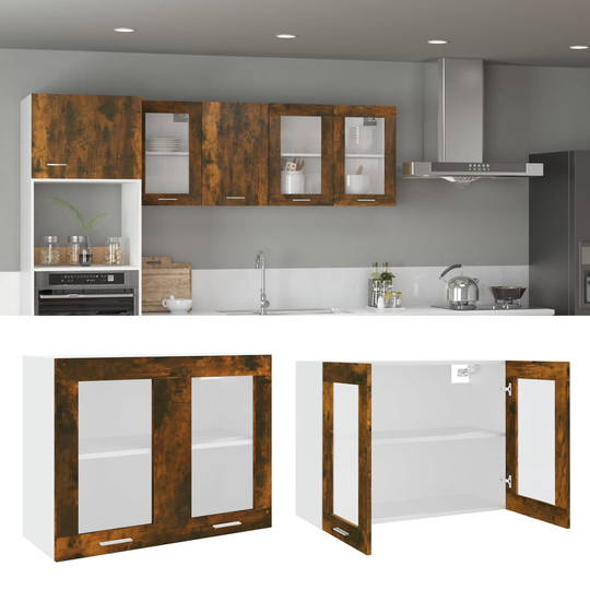 vidaXL Väggskåp glas rökfärgad ek 80x31x60 cm konstruerat trä