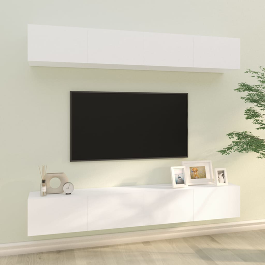 vidaXL Väggmonterade tv-bänkar 4 st vit 100x30x30 cm