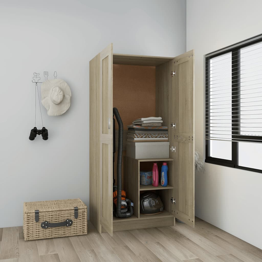 vidaXL Garderob sonoma-ek 82,5x51,5x180 cm spånskiva