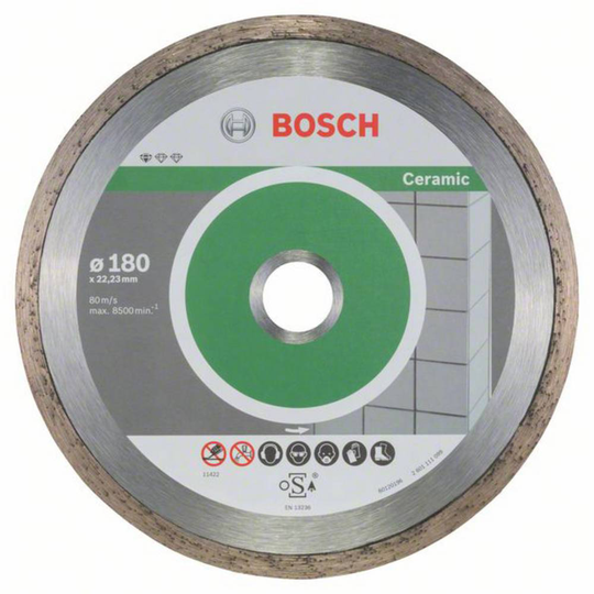 Diamantkapskiva Standard för keramik, 180 x 22,23 x 1,6 x 7 mm, 10-pack Bosch Accessories 2608603233 Diameter 180 mm Inner-Ø 22.23 mm 10 st