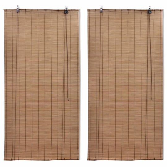 vidaXL Rullgardin bambu 2 st brun 120 x 220 cm