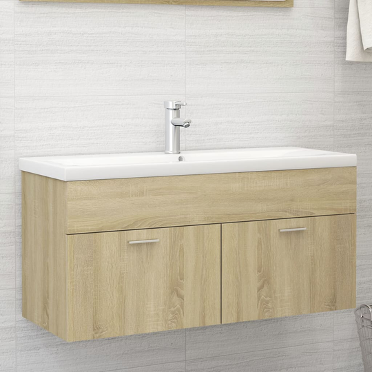 vidaXL Tvättställsskåp sonoma-ek 100x38,5x46 cm spånskiva