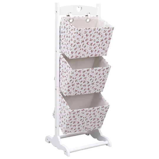 vidaXL Förvaringshylla med 3 korgar blommor 35x35x102 cm trä