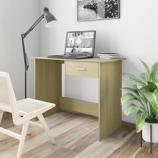vidaXL Skrivbord sonoma-ek 100x50x76 cm spånskiva