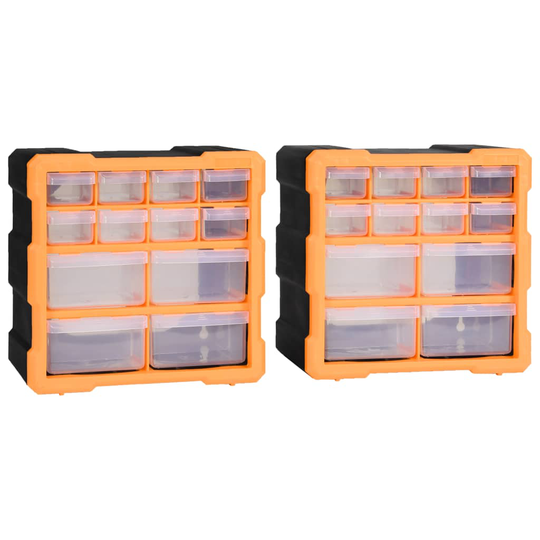 vidaXL Sortimentskåp med 12 lådor 2 st 26,5x16x26 cm