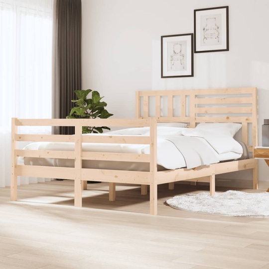 vidaXL Sängram massivt trä 160x200 cm