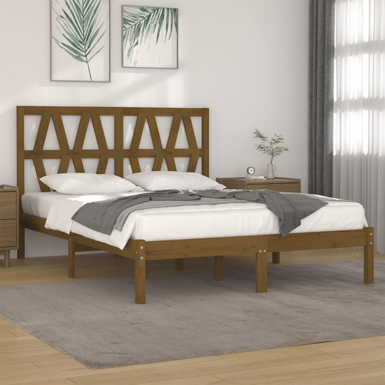 vidaXL Sängram honungsbrun massiv furu 120x200 cm