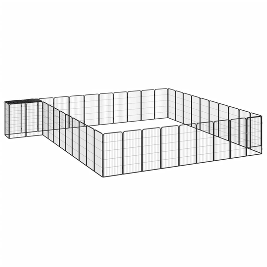 vidaXL Hundbur 42 paneler svart 50x100 cm pulverlackerat stål