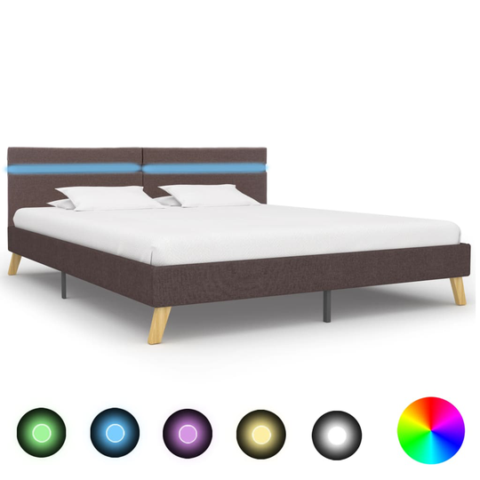vidaXL Sängram med LED taupe tyg 180x200 cm