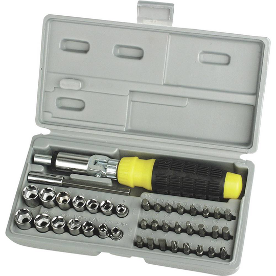 Brüder Mannesmann M29041 Bit-Set 41 delar T-Profil, Spår, Stjärnspår Phillips, Stjärnspår Pozidriv, Inner-sexkantig, Inner-fyrkantig (Robertson)