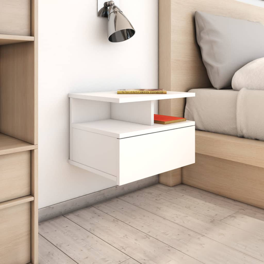 vidaXL Svävande sängbord 2 st vit 40x31x27 cm konstruerat trä