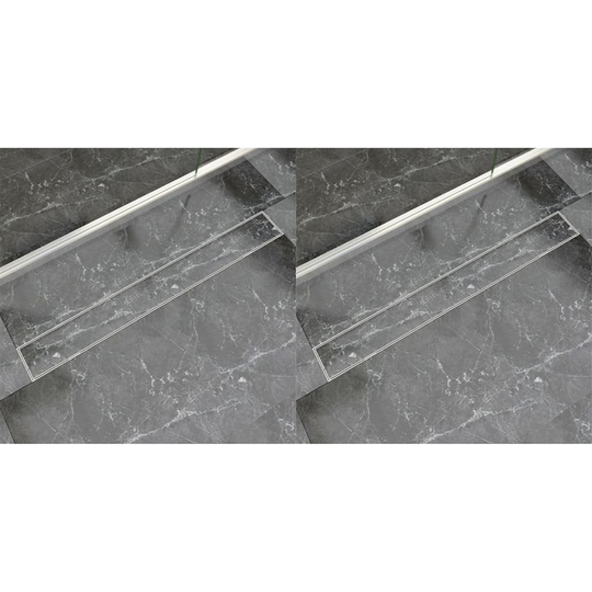 vidaXL Avlång golvbrunn 2 st rostfritt stål 930x140 mm