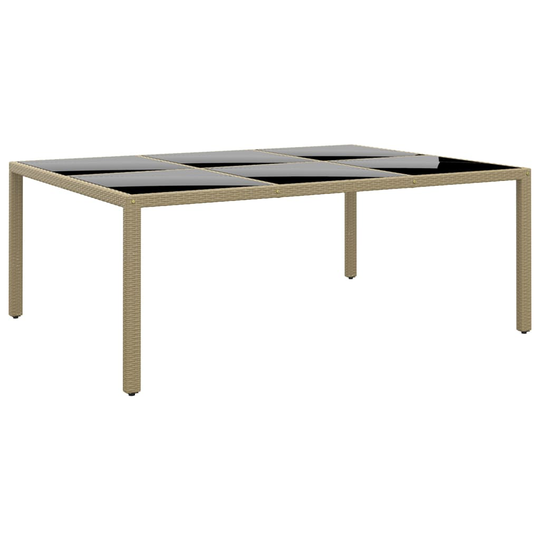 vidaXL Utebord 200x150x75 cm härdat glas och konstrotting beige