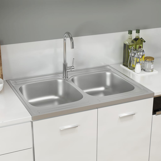 vidaXL Dubbla diskhoar silver 800x600x155 mm rostfritt stål