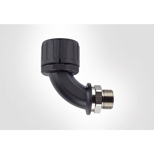 HellermannTyton 166-22503 HG21-90M-M20-PA66/NPB-BK Slangskruvlåsning Svart M20 90° 1 st