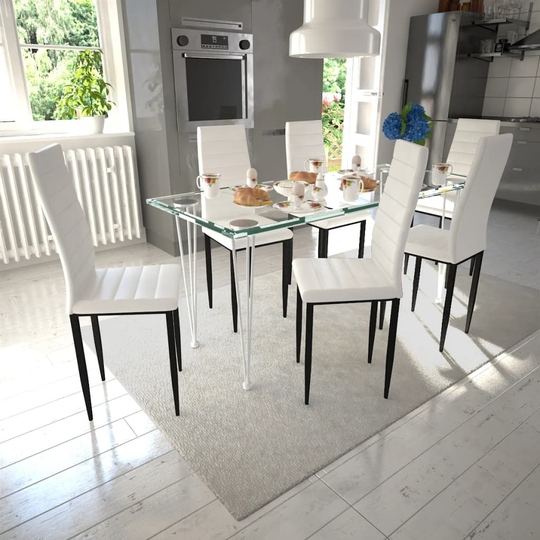 vidaXL Matgrupp 6 stolar med 1 glasbord