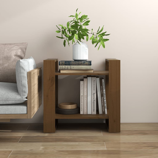 vidaXL Bokhylla/rumsavdelare honungsbrun 60x35x57 cm massiv furu