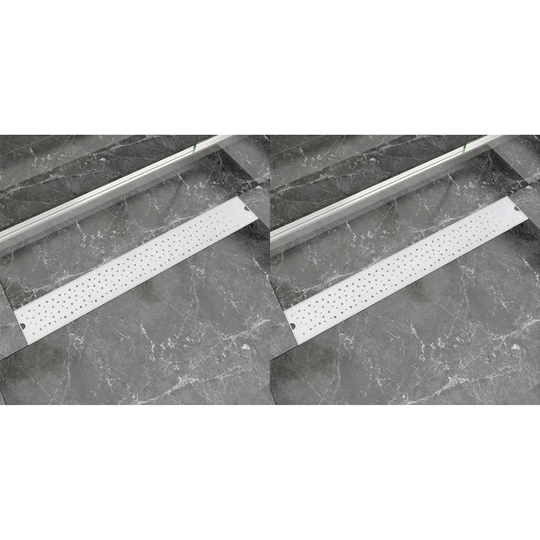 vidaXL Avlång golvbrunn 2 st bubblor rostfritt stål 830x140 mm