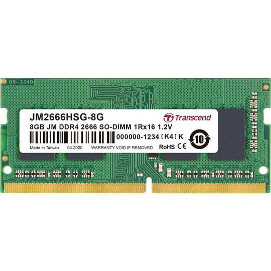 Transcend JM2666HSG-8G Internminne Laptop Modul JetRam 8 GB 1 x 8 GB DDR4 2666 MHz CL19