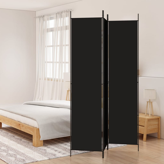 vidaXL Rumsavdelare 3 paneler 150x220 cm svart tyg