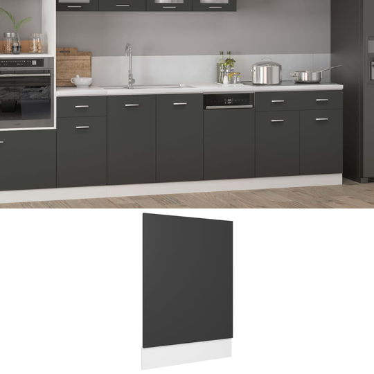 vidaXL Front för diskmaskin grå 45x3x67 cm konstruerat trä