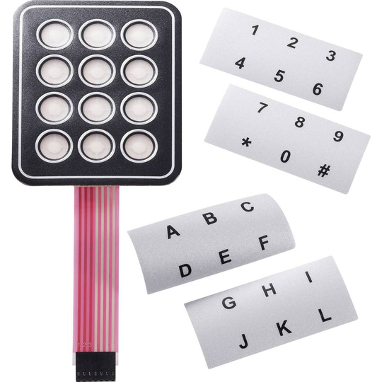 Membran-keypad Självhäftande, med märkningsremsor Knappsats-matris 3 x 4 APEM AC3534 1 st