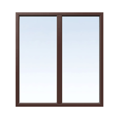 Energi Aluminium Fast fönster med mittpost 13, Nötbrun, Frostat energiglas 1,0