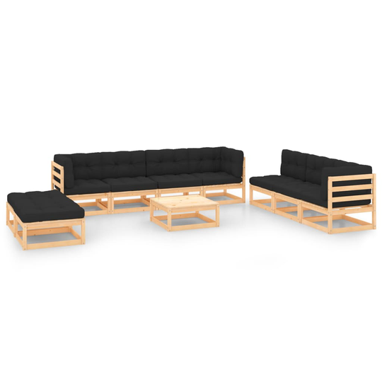 vidaXL Loungegrupp med dynor 10 delar massiv furu