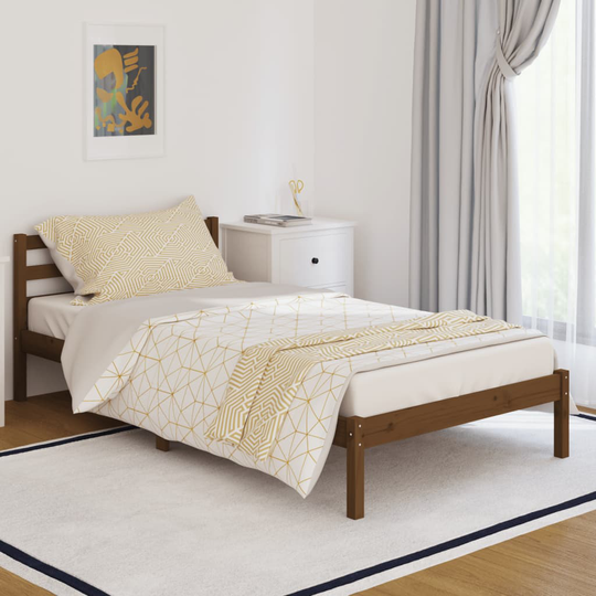 vidaXL Sängram massiv furu 100x200 cm honungsbrun