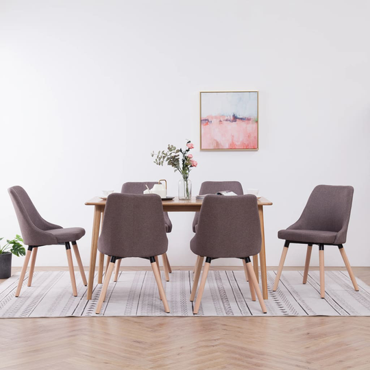 vidaXL Matstolar 6 st taupe tyg