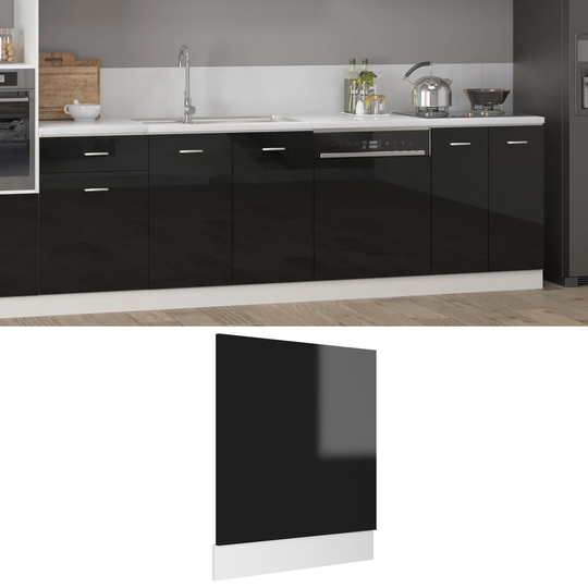 vidaXL Front för diskmaskin svart högglans 59,5x3x67cm konstruerat trä