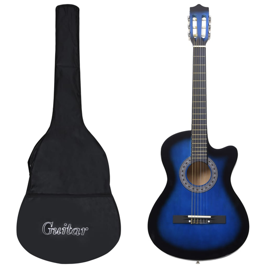 vidaXL Gitarr 12 delar med 6 strängar western blå 38"