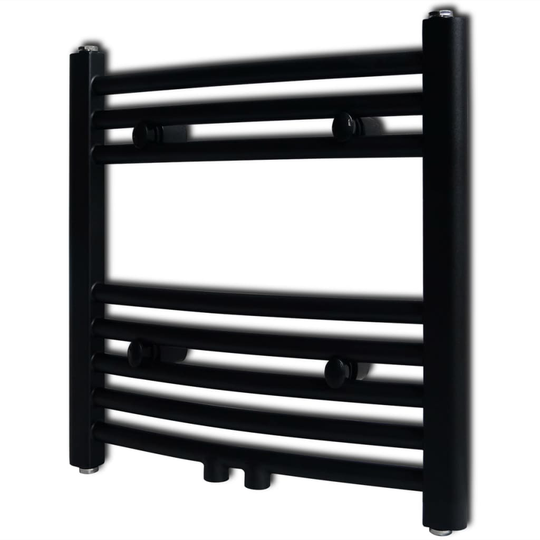 vidaXL Handdukstork centralvärme element båge svart 480 x 480 mm