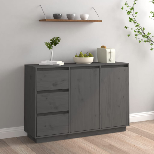 vidaXL Skänk grå 111x34x75 cm massiv furu