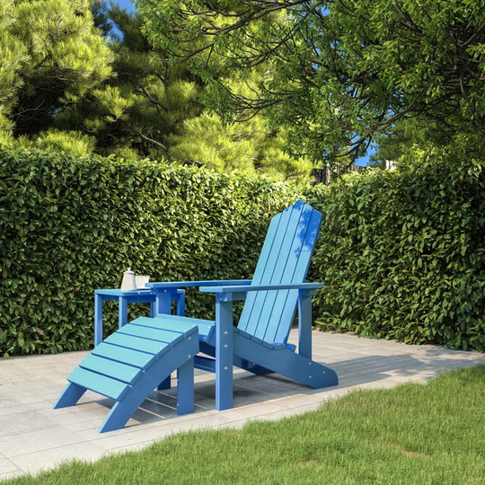 vidaXL Adirondackstol med fotpall HDPE aquablå