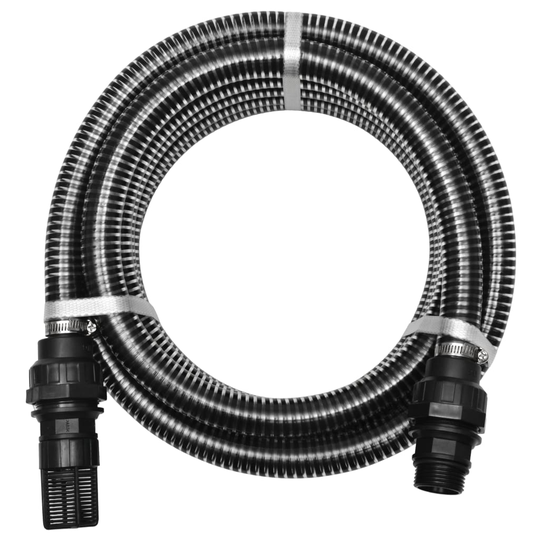 vidaXL Sugslang med koppling 4 m 22 mm svart